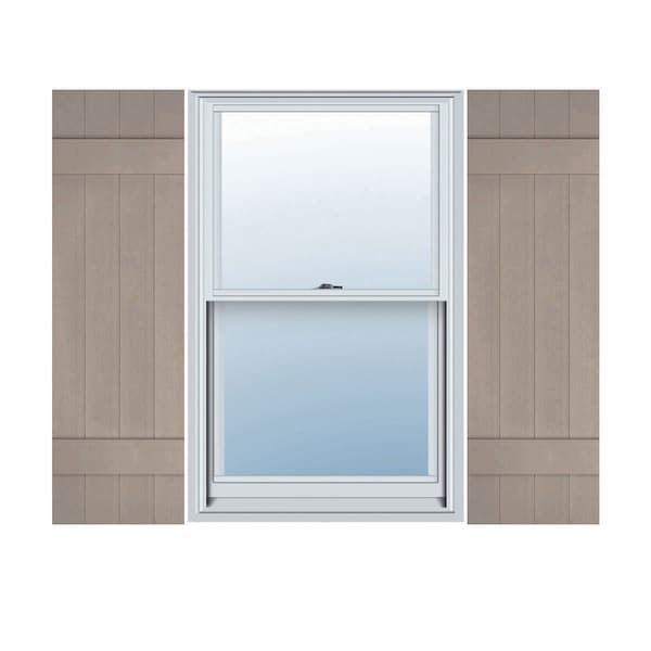 Ekena Millwork Lifetime Vinyl, 4 Board Joined (2 Batten), Board-n-Batten Shutters, w/Shutter Loks, LJ4C14X03700CL, PR LJ4C14X03700CL - main